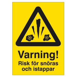 Varning! risk för snöras och istappar (skylt)