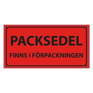 Emballageetikett "PACKSEDEL I FÖRPACKNINGEN"