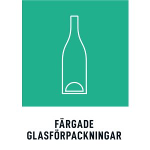 Färgade glasförpackningar (skylt)