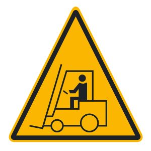 Golvmarkering med halkskydd "Varning: gaffeltruck-område"