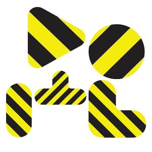 Golvmarkeringar gul/svart i olika former med Halkskydd