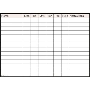 Veckoplanering för personal, byggbar