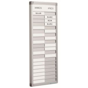 Närvarotavla med namnskyltar