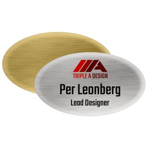 Namnbricka i metall, oval med 4-färgstryck