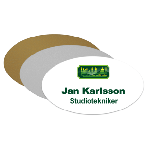 Namnbricka i plast, oval med 4-färgstryck