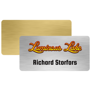 Namnbricka i metall, rektangulär med 4-färgstryck