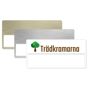 Namnbricka med utbytbar textremsa
