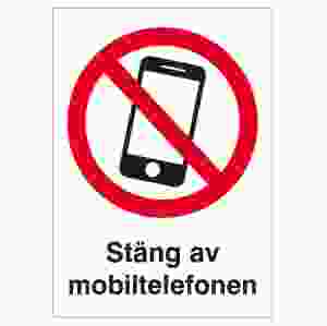 Stäng av mobiltelefonen (skylt)