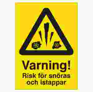 Varning! risk för snöras och istappar (skylt)