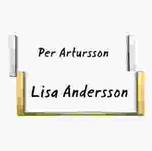 Konvex namnskylt med utbytbara textremsa