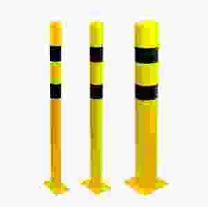 Skyddsstolpe i stål för golvmontering, gul/svart