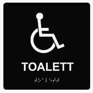 Handikapptoalett (taktil skylt)