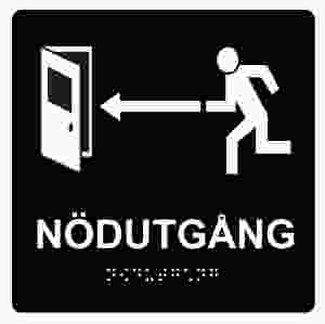 Nödutgång vänster (taktil skylt)