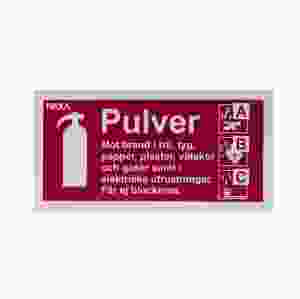Typskylt för pulversläckare 10 x 20 cm
