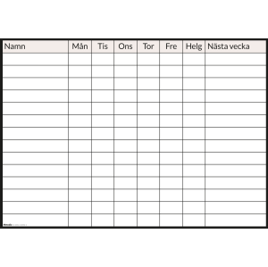 Veckoplanering för personal, byggbar