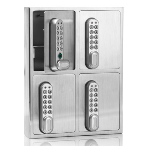 Nyckelskåpmodul 4 luckor med elkodlås för utomhusbruk MBG4