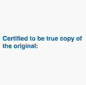 Certified to be true copy of the original (stämpel)