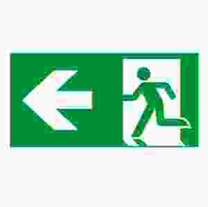 Efterlysande utrymningsskylt, vänster