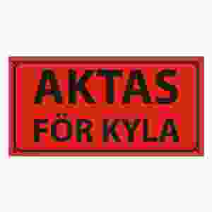 Emballageetikett "AKTAS FÖR KYLA"