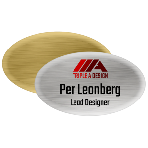 Namnbricka i metall, oval med 4-färgstryck