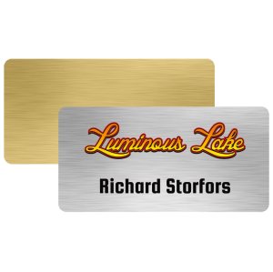 Namnbricka i metall, rektangulär med 4-färgstryck