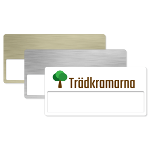 Namnbricka med utbytbar textremsa